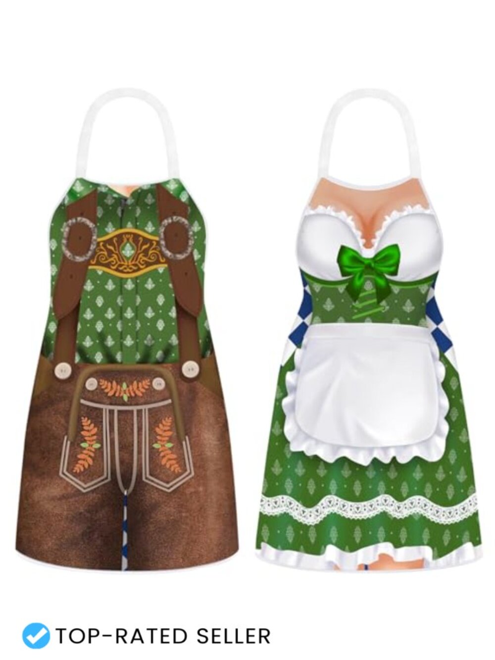 Oktoberfest Aprons Set 2 Pcs German Polyester Couples Cooking BBQ Party